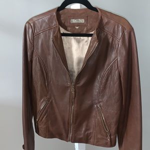 Massimo Dutti Brown Leather Jacket, size XLarge